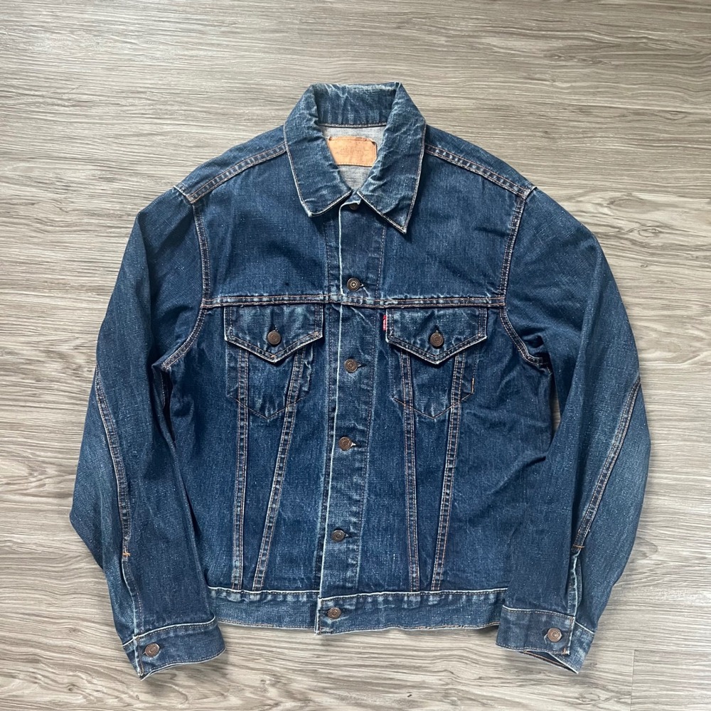 Vintage 1960 Levis Denim Trucker Jacket Type III Dark Wash Blue Mens 70505-0217